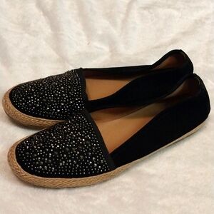 FRANCO SARTO LEATHER RHINESTONE LUCILE STYLE FLATS size 10